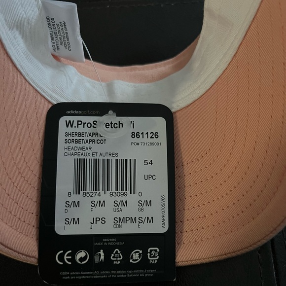ADIDAS UNI-SEX VISOR W-PRO STRETCH COLOR PEACH  SIZE SMALL NWT - Picture 9 of 9